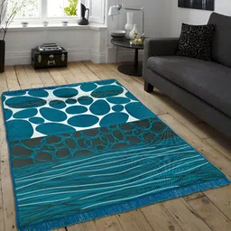 ZESTURE Blue Abstract Printed Carpet-10