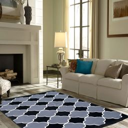 ZESTURE Grey & Blue Abstract Printed Carpet-28