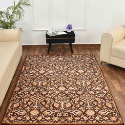 PRESTO Brown & Beige Ethnic Motif Printed No-Shred Carpet-0