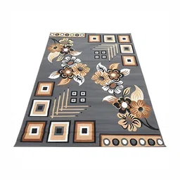 SANA CARPET Grey & Beige Floral Printed Anti Skid Carpet-20