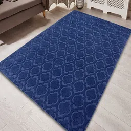 Saral Home Blue Self-Design Microfibre Anti-Skid Carpet-image-79