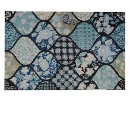 PRESTO Blue and Black Abstract Printed Anti-Skid Carpet-10