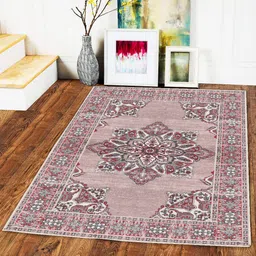 Status Mauve & White Printed Anti-Skid Carpet image 1