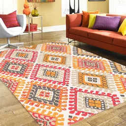 BLANC9 Red & Yellow Printed Pure Cotton 800 GSM Carpets-8