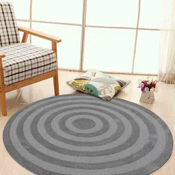 PRESTO Grey Solid Hand Tufted Round Wool Carpet-15