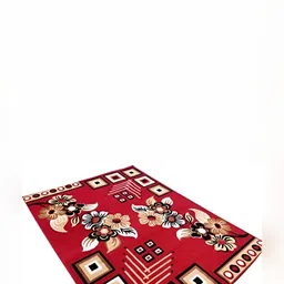 SANA CARPET Red & White Floral Anti-Skid Carpet-47