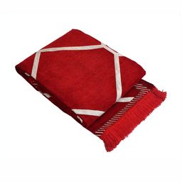 ZESTURE Red & White Geometric Rectangle Shaped Carpet image 2