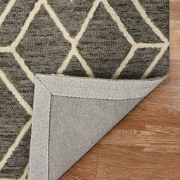 saraswatii global Khaki & Beige Geometric Printed Woolen Rectangle Carpet image 4