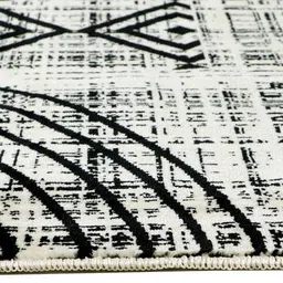 MODEFE Cream & Black Geometric Anti-Skid Rectangular Carpet image 3