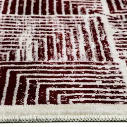 MODEFE Maroon & White Geometric Anti-Skid Rectangular Carpet image 3
