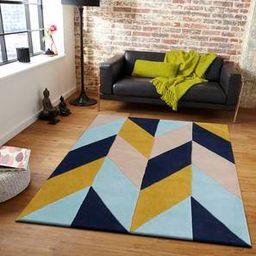 presto Blue Geometric Hand Tufted Wool 2 X 5 Feet Carpet-picture-33