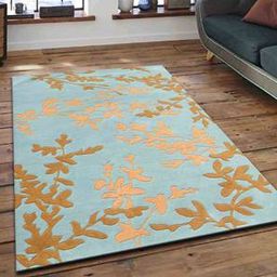 presto Blue Floral Hand Tufted Wool 2 X 5 Feet Carpet-picture-32