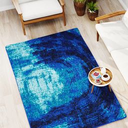BIANCA Blue Abstract Printed Anti-Skid Soft & Fluffy Rectangular Carpet image 1