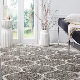 IMRA CARPET Grey Abstract Handmade Polyester Carpet image 1
