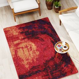 BIANCA Red & Yellow Patterned Soft-Fluffy Area-Rug Carpet With Non-Slip Rubber Backing image 1