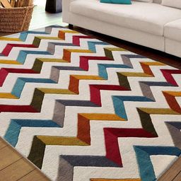 IMRA CARPET Red Geometric Handmade Polyester Carpet image 1