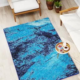 BIANCA Blue Abstract Print Rectangular Soft-Fluffy Anti-Skid Carpet image 1