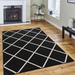 IMRA CARPET Black Geometric Hand-Tufted Woollen Carpet image 1