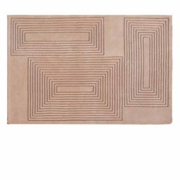 PRESTO Beige Geometric Printed  Hand Tufted Wool Carpet-6