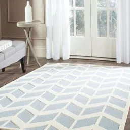 Safiya Carpet Blue Geometric Hand-Tufted Woollen Carpets-image-95