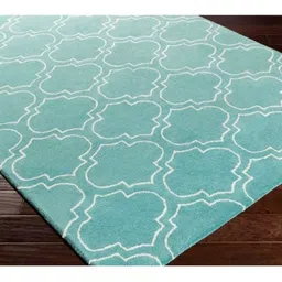 Safiya Carpet Blue Geometric Hand-Tufted Woollen Carpets-picture-31