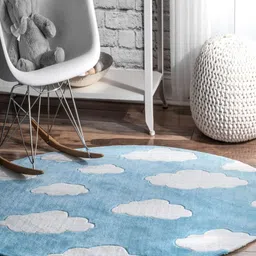 Safiya Carpet Blue Geometric Hand-Tufted Woollen Carpets-image-43
