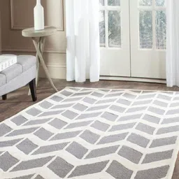 Safiya Carpet Grey Geometric Hand-Tufted Woollen Carpets-image-48