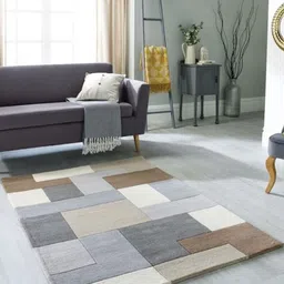 Safiya Carpet Grey Geometric Hand-Tufted Woollen Carpets-image-50