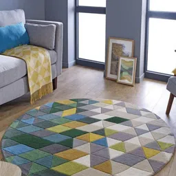 Safiya Carpet Grey Geometric Hand-Tufted Woollen Carpets-image-35