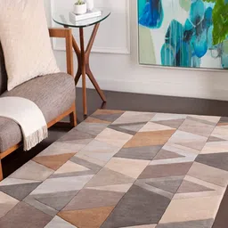 Safiya Carpet Grey Geometric Hand-Tufted Woollen Carpets-image-87