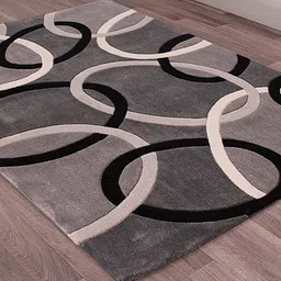 Safiya Carpet Grey Geometric Hand-Tufted Woollen Carpets-image-13
