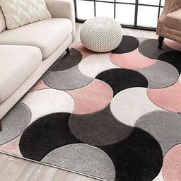 Safiya Carpet Pink Geometric Hand-Tufted Woollen Carpets-image-36