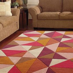 Safiya Carpet Pink Geometric Hand-Tufted Woollen Carpets-image-92