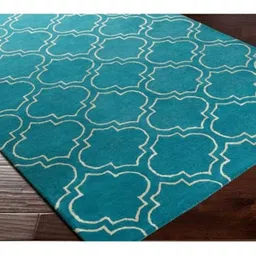 Safiya Carpet Teal Geometric Hand-Tufted Woollen Carpets-image-48