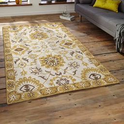 saraswatii global Beige & Green Ethnic Motifs Woolen Carpet-32