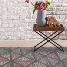saraswatii global Grey & Peach Geometric Printed Woollen Rectangular Carpet-9