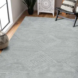 saraswatii global Grey Geometric Woolen Carpet-90