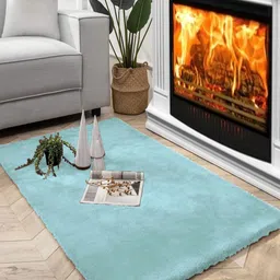 LUXEHOME INTERNATIONAL Blue Anti-Skid Ruffle Carpet-50