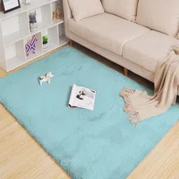 LUXEHOME INTERNATIONAL Blue Anti-Skid Ruffle Carpet-image-77