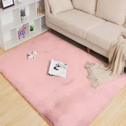LUXEHOME INTERNATIONAL Pink Anti-Skid Ruffle Carpet-12