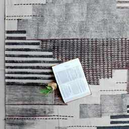Art Avenue Grey and Brown Abstract Printed Cotton Rectangular Carpet image 2