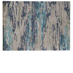 saraswatii global Blue & Grey Abstract Printed Woollen Rectangular Carpet image 4