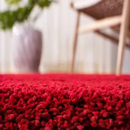IMRA CARPET Red Solid Handmade Polyester Carpet image 3