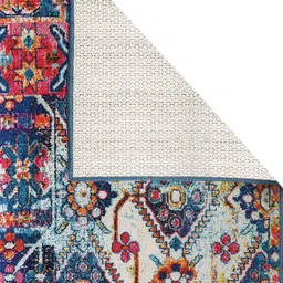 Status Blue & Red Patterned Rectangular Anti-Skid Carpet image 3
