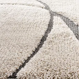 IMRA CARPET Cream & Grey Geometric Shaggy Rectangle Carpet image 3