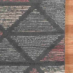 saraswatii global Grey & Peach Geometric Printed Woollen Rectangular Carpet image 4