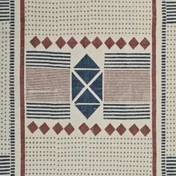 Art Avenue Cream & Rust Geometric Printed Cotton Rectangular Carpet image 4