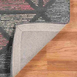 saraswatii global Grey & Peach Geometric Printed Woollen Rectangular Carpet image 2