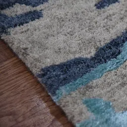 saraswatii global Blue & Grey Abstract Printed Woollen Rectangular Carpet image 2