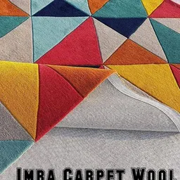IMRA CARPET Yellow & Red Geometric Rectangle  Shaggy  Woollen Carpet image 5